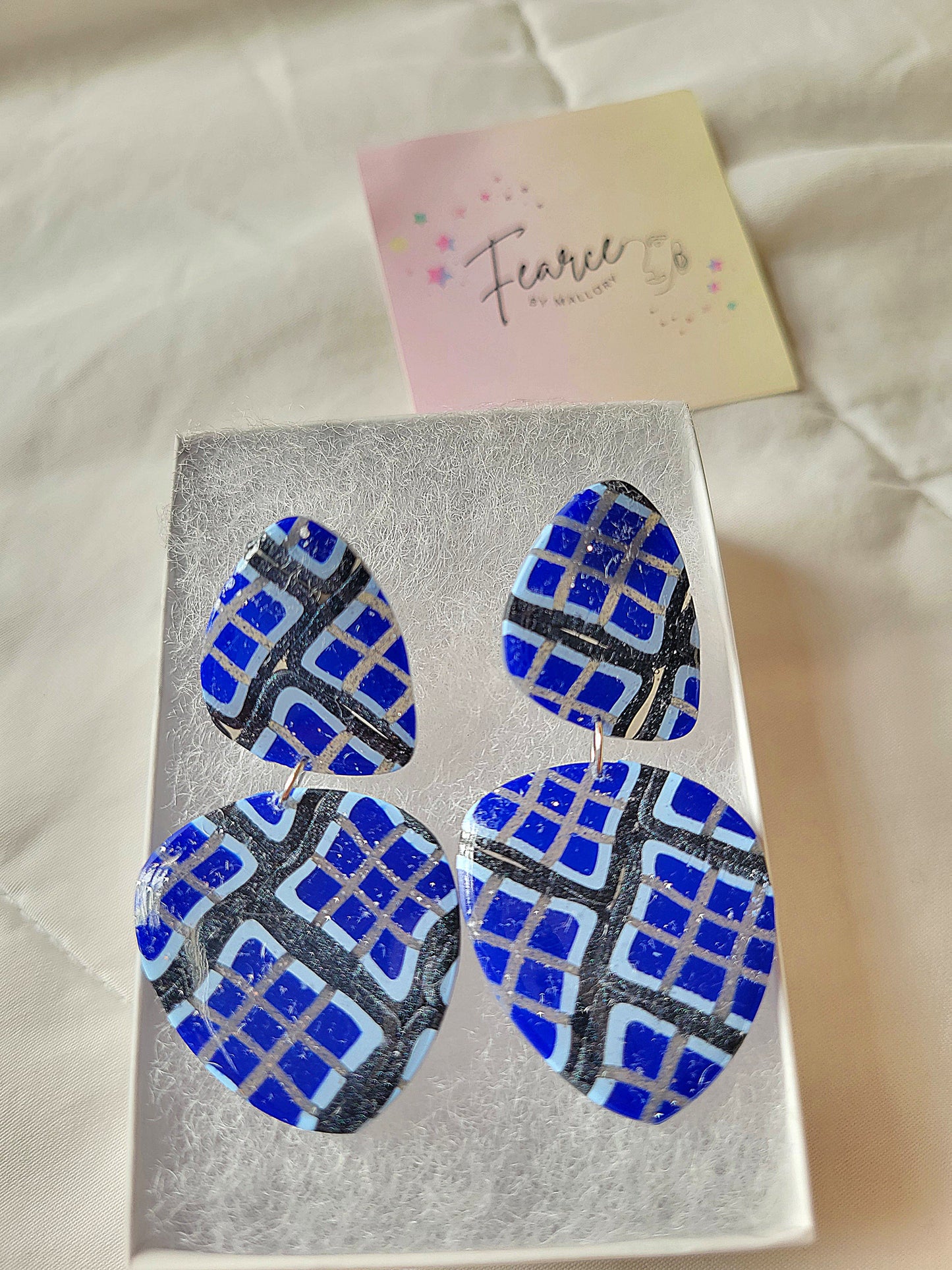 Boxy Blue Glam Earrings