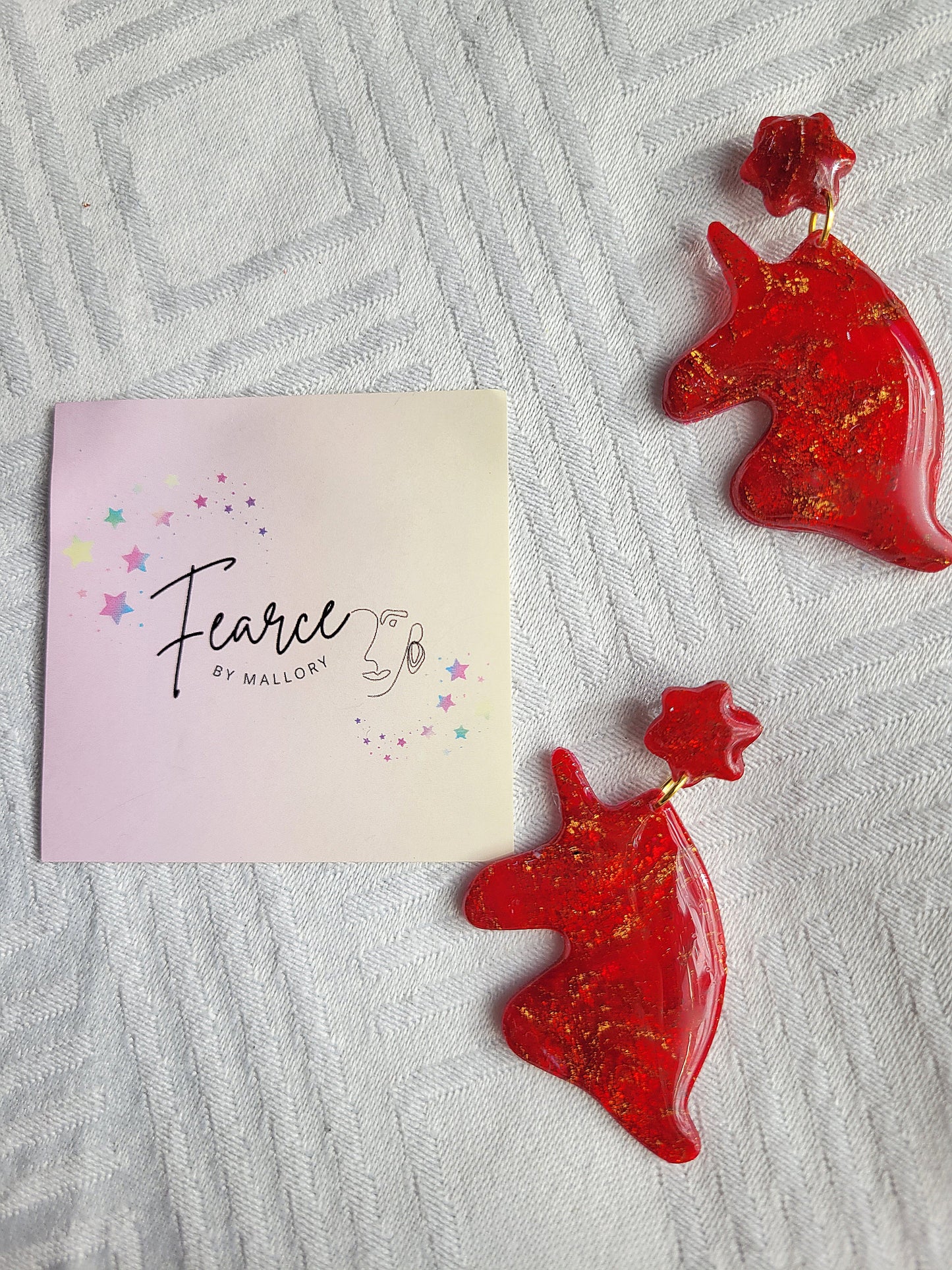 Red Unicorn Earrings