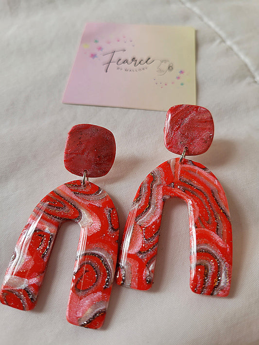 Red Swirl Earrings