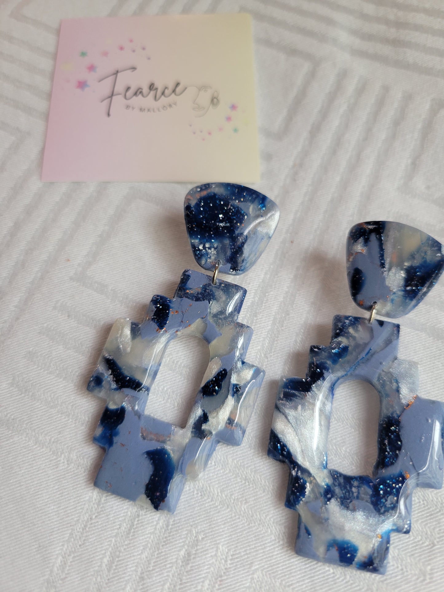 Blue Tetris Earrings