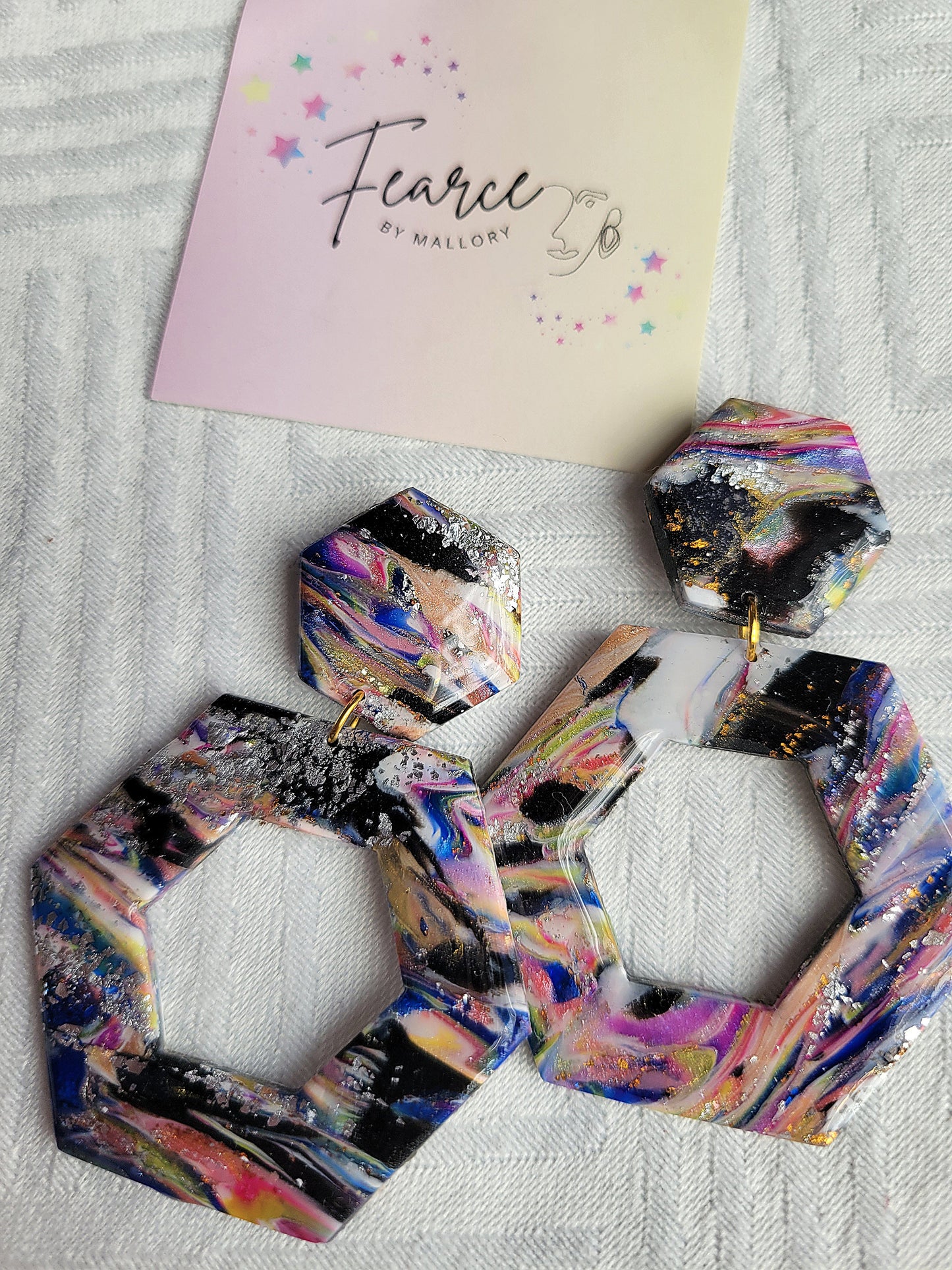 Multicolor Hexagon Earrings