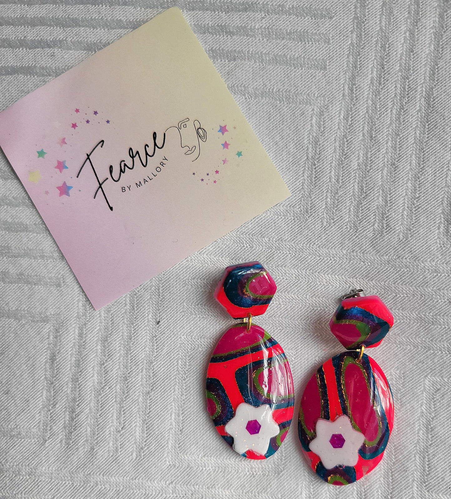 Watermelon Flower Short Earrings